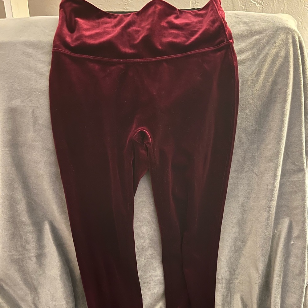 Spanx velvet red leggings